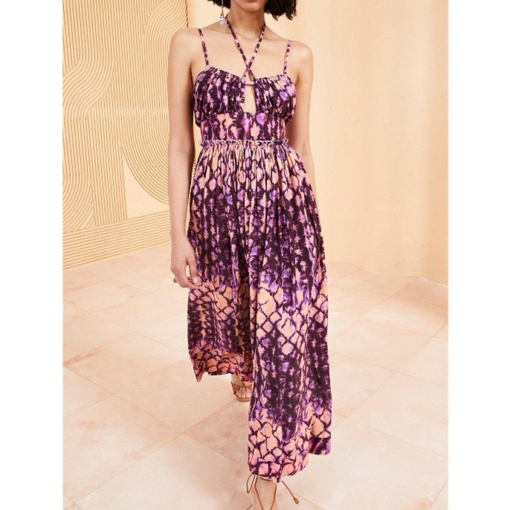 Ulla Johnson Pink and Purple Tie-Dye Midi Dress